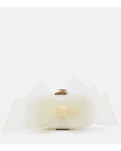 Jimmy Choo Clutch Micro Cloud in raso - Bianco