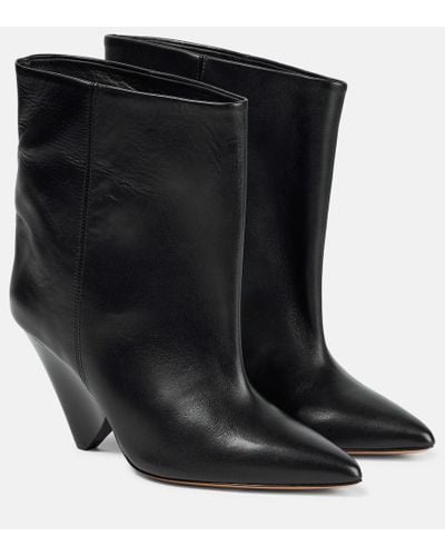 Isabel Marant Miyako Leather Ankle Boots - Black