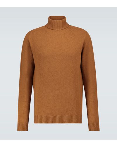 Sunspel Lambswool Turtleneck Sweater - Brown