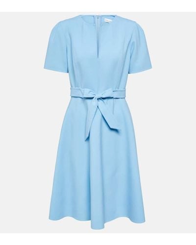 Oscar de la Renta Belted Wool-blend Midi Dress - Blue