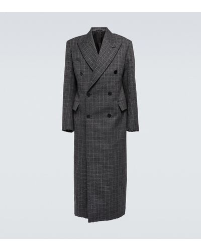 Balenciaga Raw Cut Double-breasted Wool Coat - Black