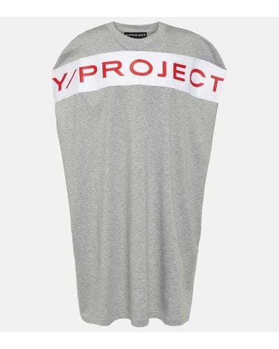 Y. Project Vestido corto de algodon con logo - Gris