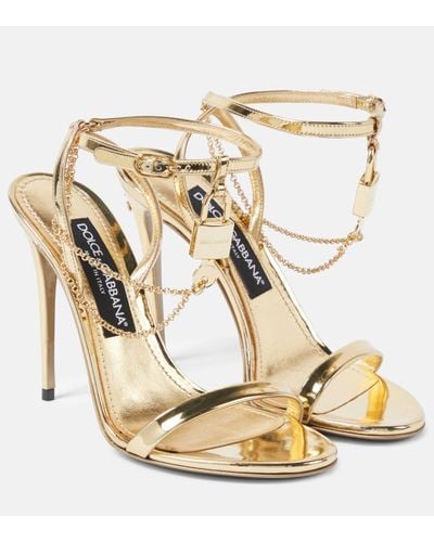 Dolce & Gabbana Keira 105mm Padlock-detail Sandals - Metallic