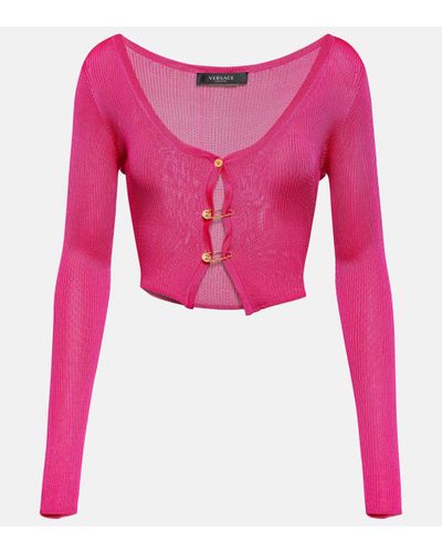 Versace Cardigan raccourci Safety Pin - Rose