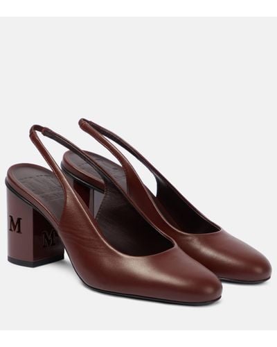 Max Mara Damiersli Leather Slingback Court Shoes - Brown