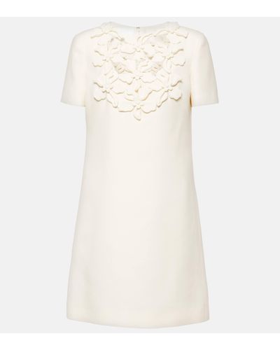 Valentino Robe brodee en Crepe Couture - Neutre