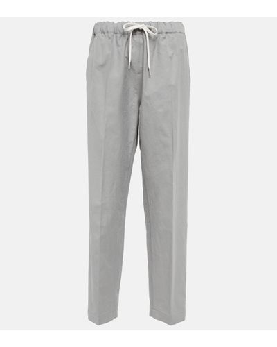 MM6 by Maison Martin Margiela Cotton And Silk Trousers - Grey