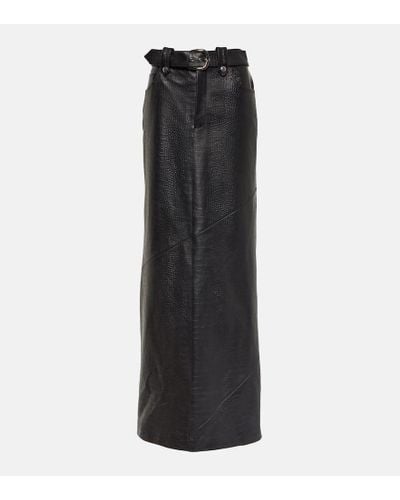 Alessandra Rich Mock-croc Leather Maxi Skirt - Black