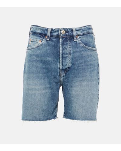 AG Jeans Short a taille haute en jean - Bleu