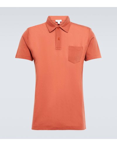 Sunspel Riviera Cotton Polo Shirt - Orange