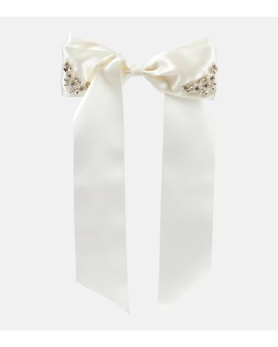 Simone Rocha Barrette en satin a ornements - Blanc