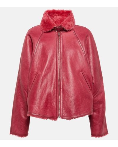 Isabel Marant Acassy Shearling-trimmed Leather Jacket - Red
