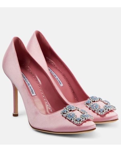 Manolo Blahnik Hangisi 105 Embellished Satin Court Shoes - Pink