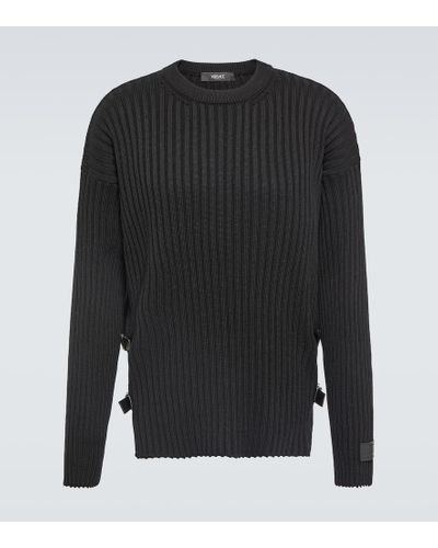 Versace Pullover aus Wolle mit Leder - Schwarz