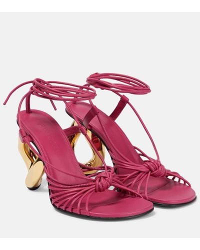 JW Anderson Chain Heel Leather Sandals - Pink