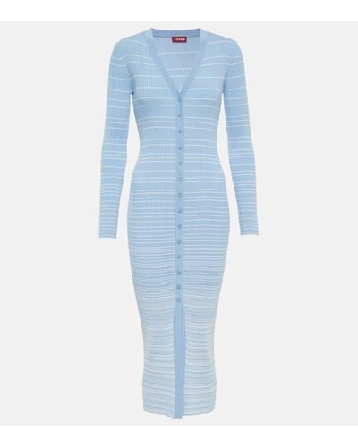 STAUD Shoko Cardigan Midi Dress - Blue
