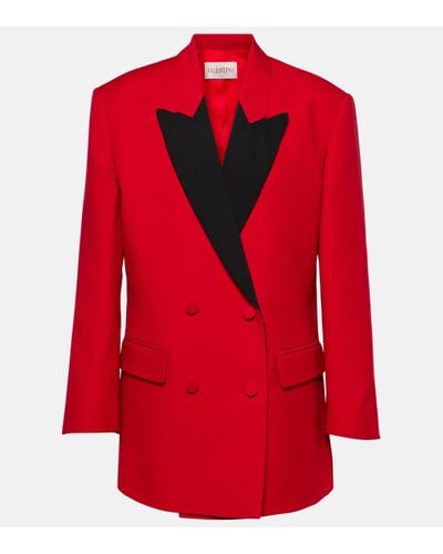 Valentino Double-breasted Crepe Blazer - Red