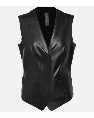Norma Kamali Faux Leather Vest - Black