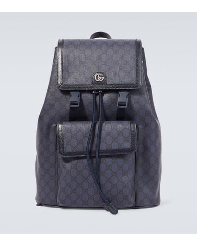 Gucci GG Supreme Canvas And Leather Backpack - Blue