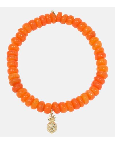 Sydney Evan Armband Pineapple aus 14kt Gelbgold mit Diamanten und Opal - Orange