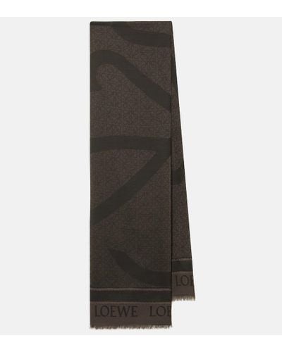 Loewe Bufanda de algodon con anagrama - Negro