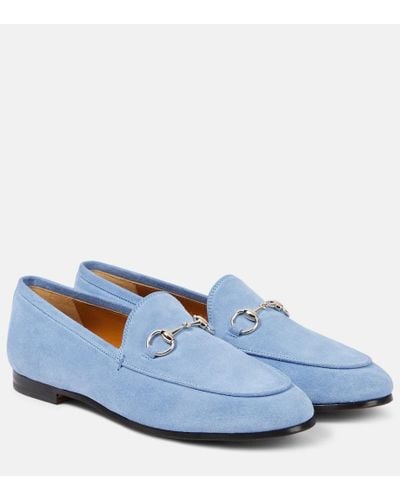 Gucci Loafers Jordaan Horsebit aus Veloursleder - Blau