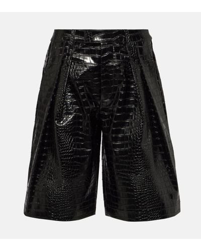 Frankie Shop Jerkins Croc-effect Faux Leather Bermuda Shorts - Black
