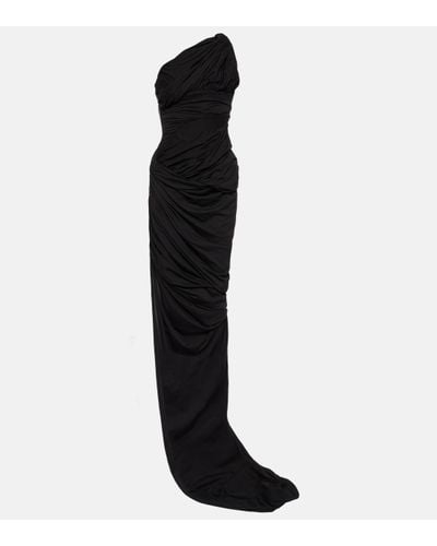 Rick Owens Draped Cotton Jersey Gown - Black