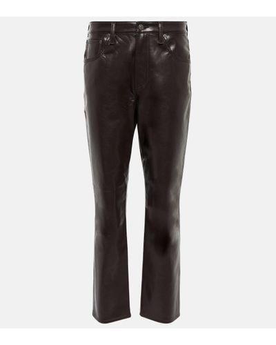 Citizens of Humanity Jolene High-rise Slim-fit Leather-blend Trousers - Grey