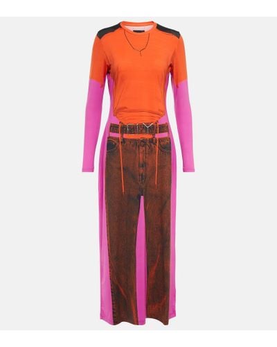 Y. Project X Jean Paul Gaultier vestido largo Trompe L'Oeil - Rojo