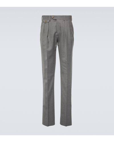 Lardini Straight-leg Wool-blend Trousers - Grey