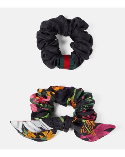 Gucci Set di 2 scrunchies in seta - Bianco