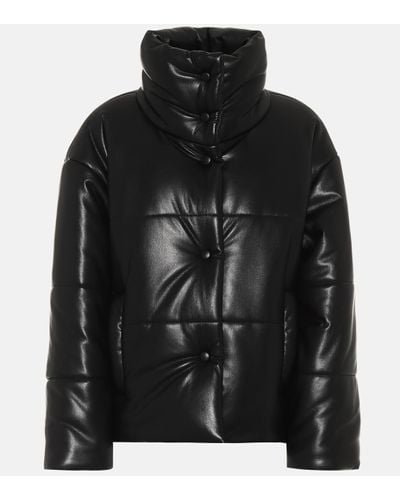 Nanushka Hide Faux Leather Puffer Jacket - Black
