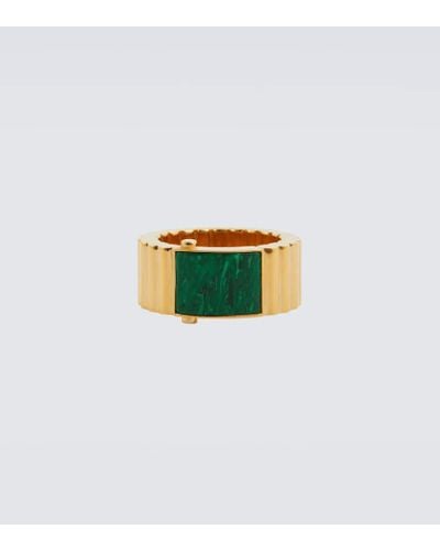 Bottega Veneta Ring aus Sterlingsilber, 18kt vergoldet, mit Malachit - Grün