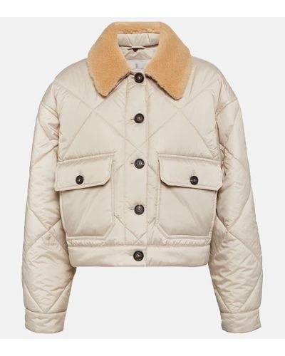Brunello Cucinelli Shearling-trimmed Quilted Jacket - Natural