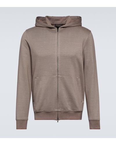 Loro Piana Cairns Cotton And Linen Hoodie - Grey
