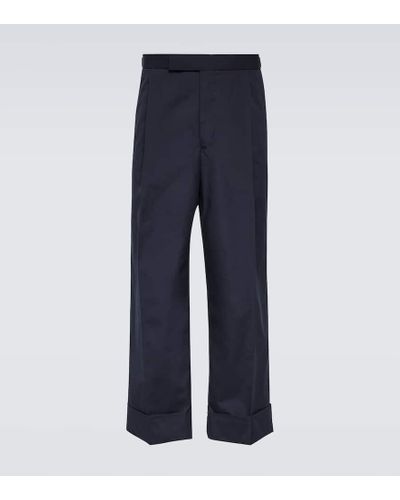 Thom Browne Pantalones anchos cropped de tiro bajo - Azul