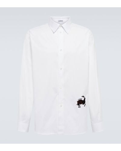 Loewe Embroidered Cotton-blend Shirt - White