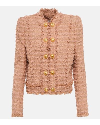 Balmain Jacke aus Tweed - Natur