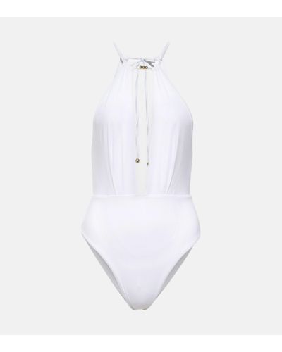Max Mara Claris Cutout Halterneck Swimsuit - White