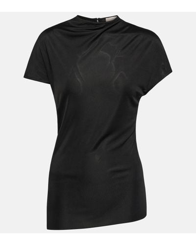 Khaite Zenn Draped Jersey Top - Black