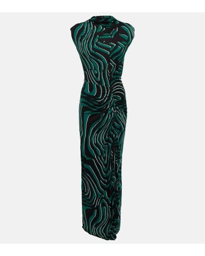 Diane von Furstenberg Printed Fitted Maxi Dress - Green