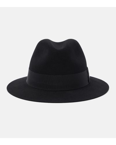 Saint Laurent Sombrero de fieltro de lana - Negro