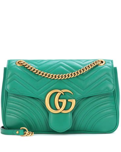 Gucci Gg Marmont Medium Leather Shoulder Bag - Green