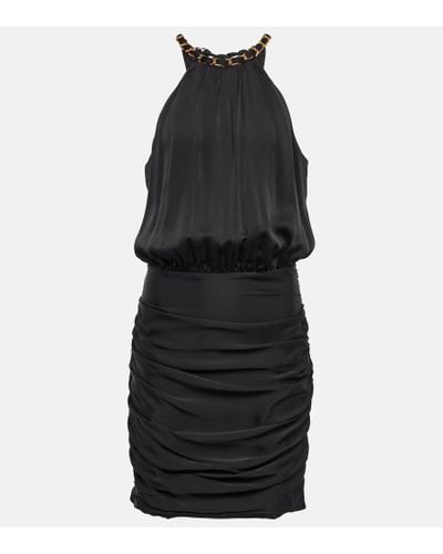 Veronica Beard Chain Halterneck Silk-blend Minidress - Black