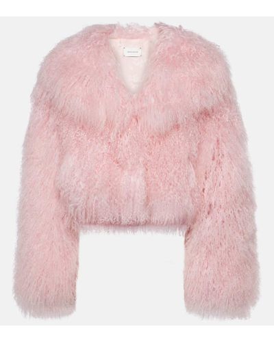 Magda Butrym Giacca cropped in shearling - Rosa