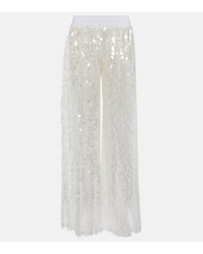 Norma Kamali Sequined Straight Trousers - White