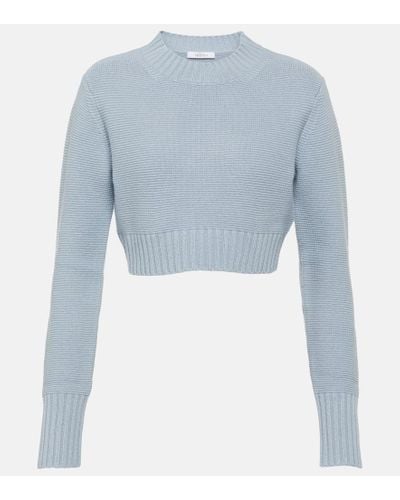 Max Mara Kaya Cropped Cashmere Sweater - Blue