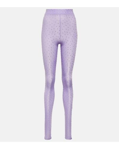 Alex Perry Crystal-embellished Jersey Tights - Purple