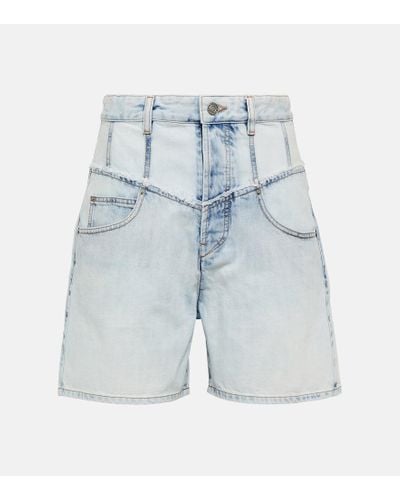 Isabel Marant Shorts di jeans Oreta a vita alta - Blu